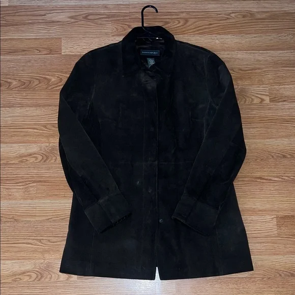 Vintage Banana Republic Women Large Brown Genuine Suede Leather Coat Jacket - Picture 7 of 16